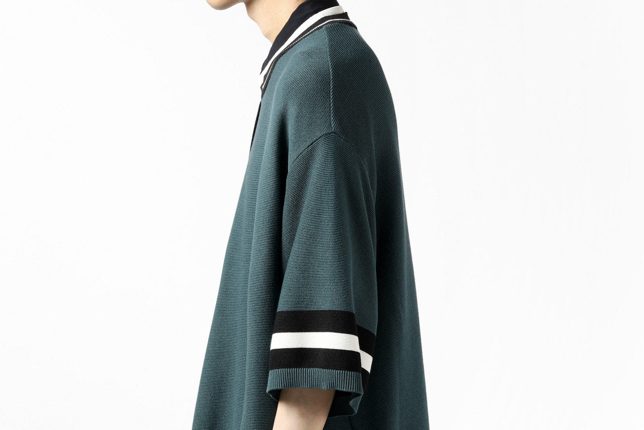 CULLNI WRAP LAYERED OVER SIZE KNIT TOPS / (GREEN x BLACK)