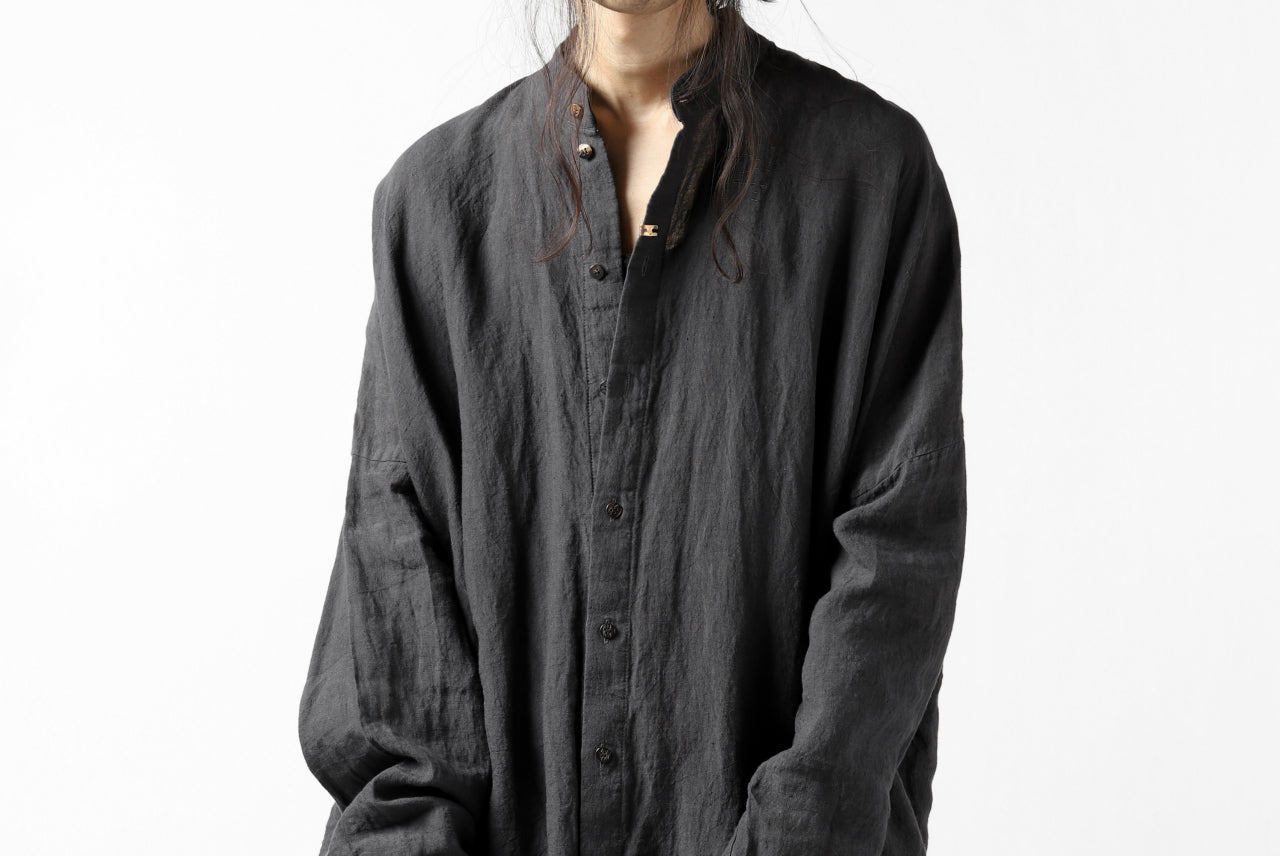 _vital exclusive stand collar relax long shirt (DARK GREY)