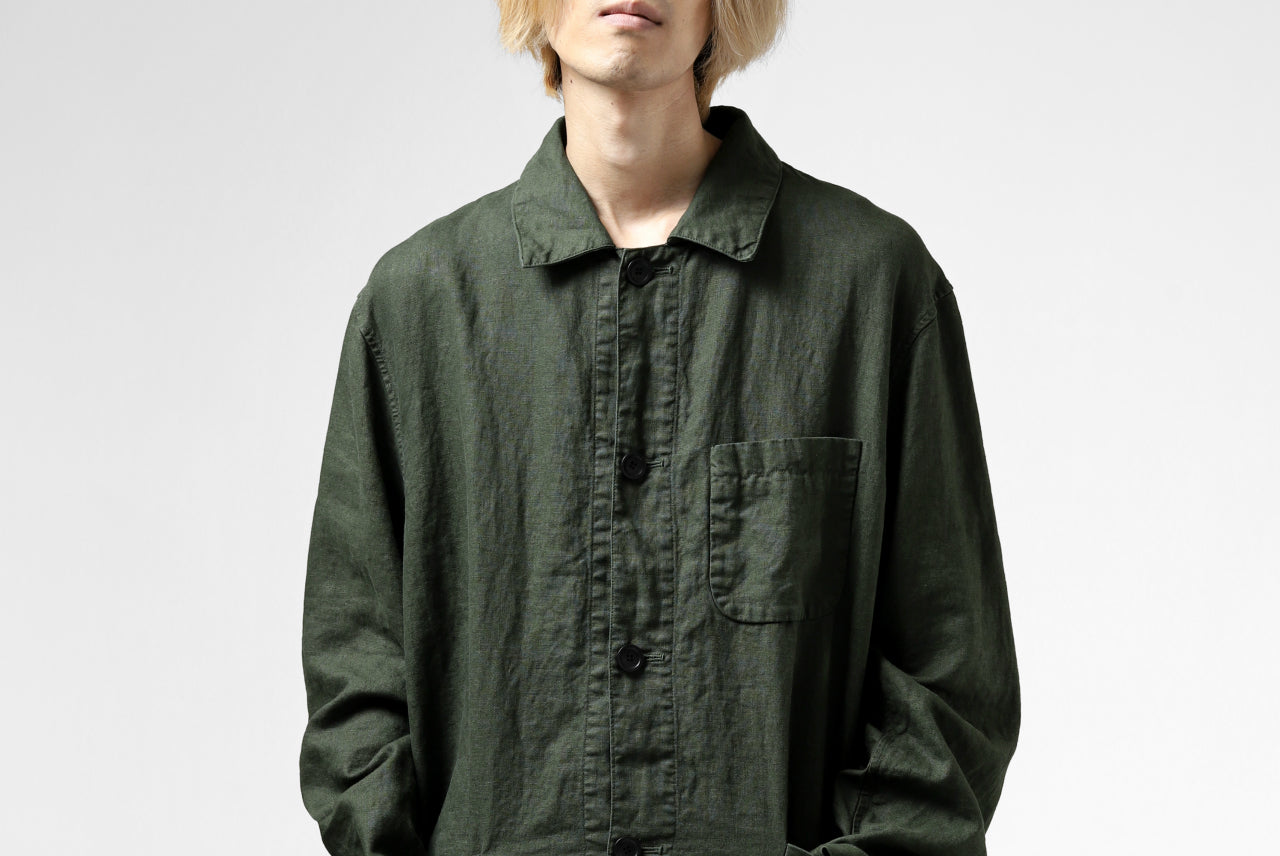 ISAMU KATAYAMA BACKLASH WORK COAT / GARMENT NATURAL DYED LINEN (LEAF)