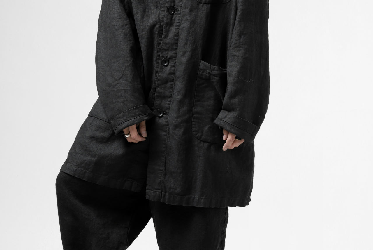 ISAMU KATAYAMA BACKLASH WORK COAT / GARMENT NATURAL DYED LINEN (SUMI)