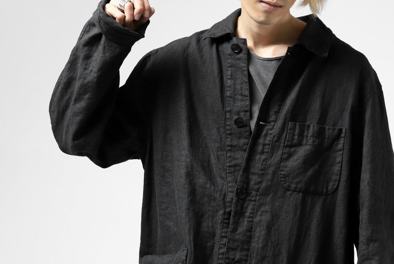 ISAMU KATAYAMA BACKLASH WORK COAT / GARMENT NATURAL DYED LINEN (SUMI)