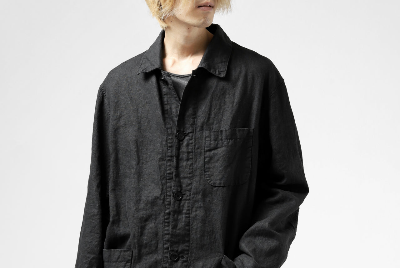 ISAMU KATAYAMA BACKLASH WORK COAT / GARMENT NATURAL DYED LINEN (SUMI)