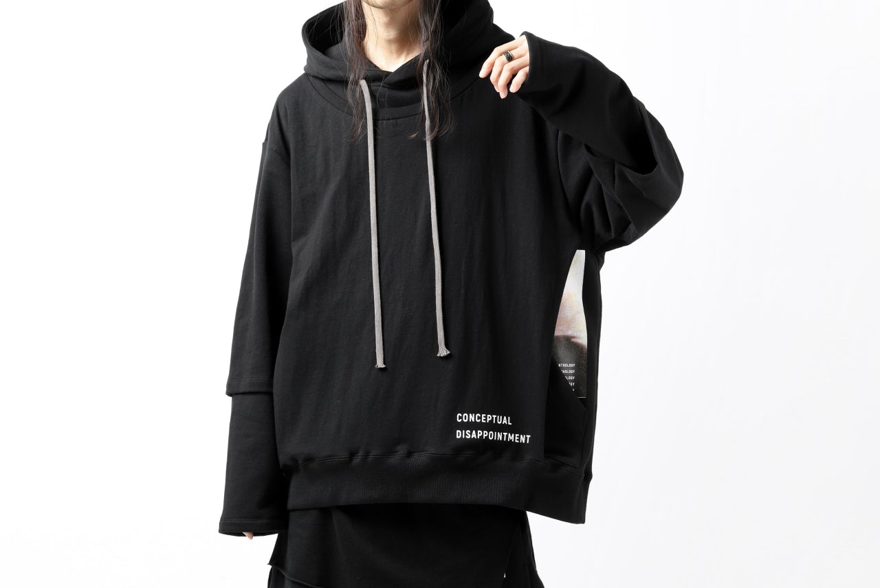 A.F ARTEFACT "Trunk-Show" BEHIND DOCKING LAYERED TEE HOODIE (BLACK)