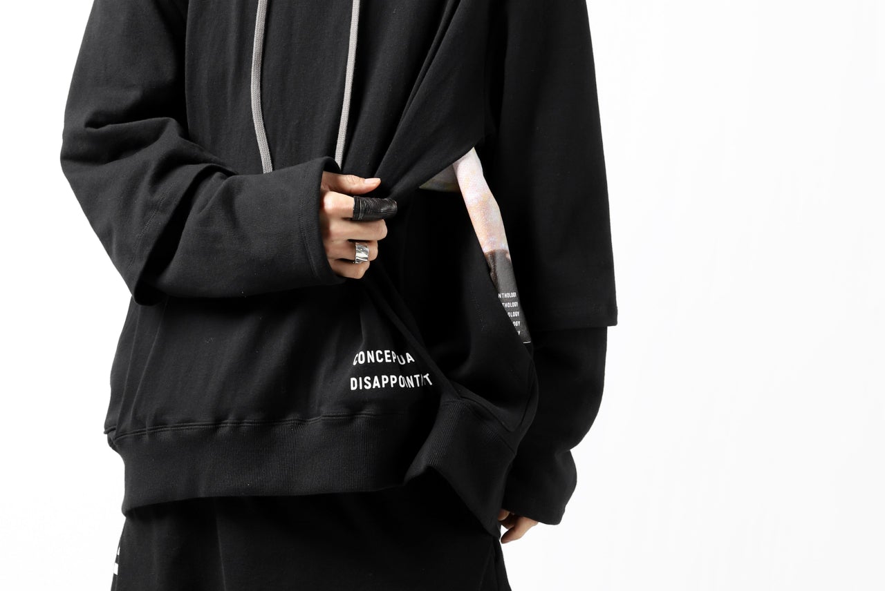 A.F ARTEFACT "Trunk-Show" BEHIND DOCKING LAYERED TEE HOODIE (BLACK)