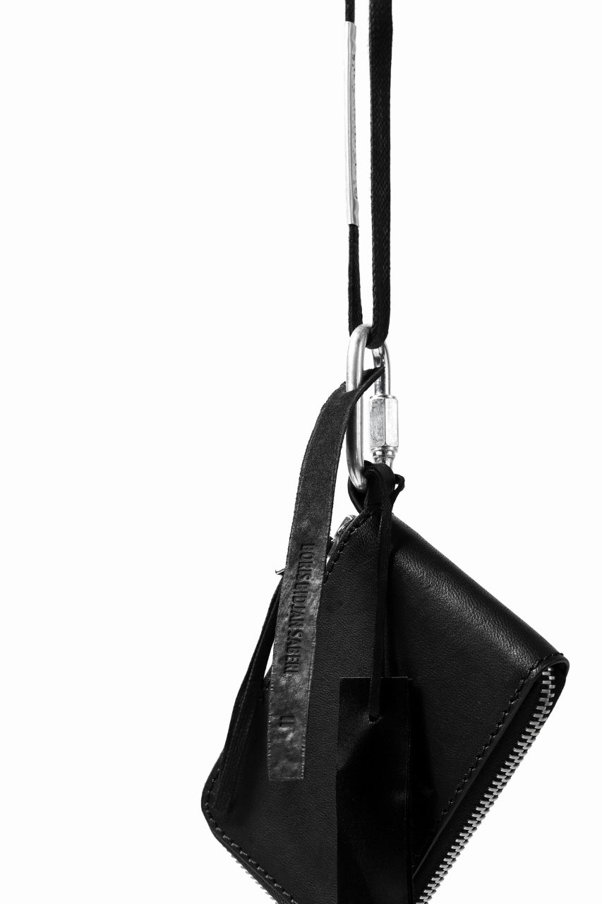 11 BY BORIS BIDJAN SABERI WALLET with NECK STRAP "WALLET2-FMM20033" (BLACK)