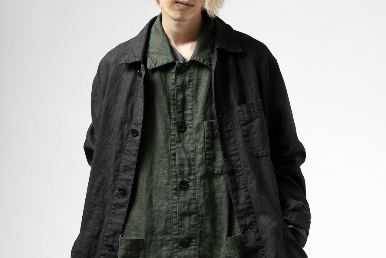 ISAMU KATAYAMA BACKLASH WORK COAT / GARMENT NATURAL DYED LINEN (LEAF)