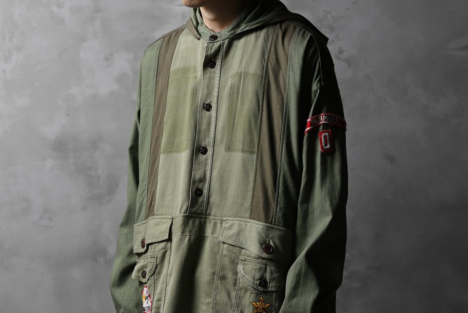 Load image into Gallery viewer, CHANGES VINTAGE REMAKE MILITARY HOODIE SHIRT-PARKA (KHAKI #A)