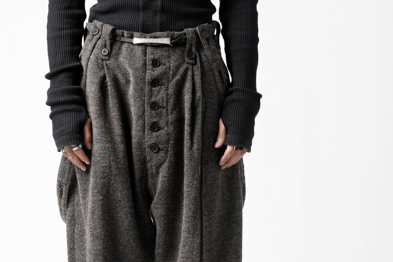 KLASICA BARREL-TWEED SUSPENDER TROUSERS / OFF TWEED WOOL (MIX)