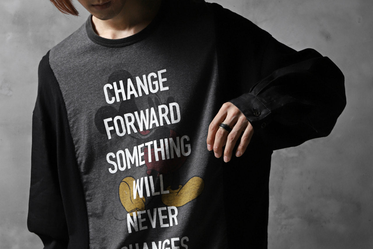 CHANGES VINTAGE REMAKE LONG SLEEVE SHIRT TOPS (GREY x BLACK #MICKEY)