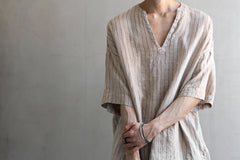 Load image into Gallery viewer, _vital exclusive minimal tunica tops / tea stain dyed linen (BEIGE STRIPE)