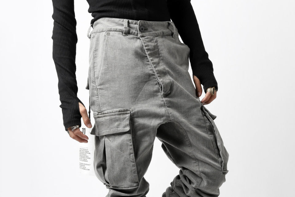 画像をギャラリービューアに読み込む, 11 BY BORIS BIDJAN SABERI CARGO POCKET PANT &quot;P21B-F1451&quot; (STRETCH DENIM / USED GREY)