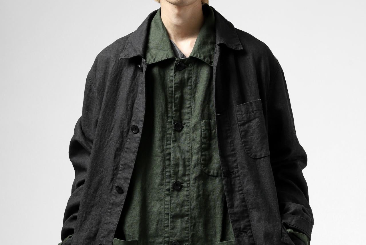 ISAMU KATAYAMA BACKLASH WORK COAT / GARMENT NATURAL DYED LINEN (LEAF)