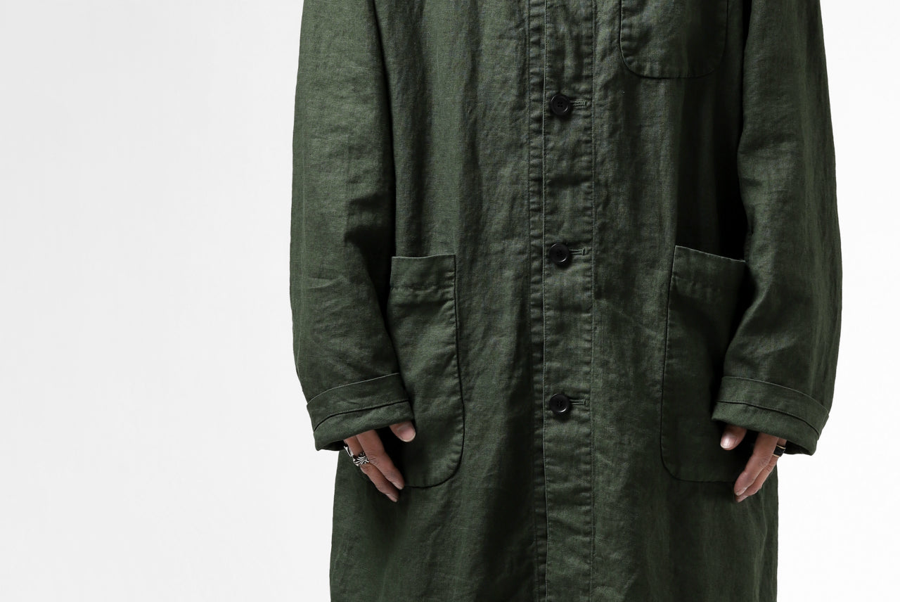 ISAMU KATAYAMA BACKLASH WORK COAT / GARMENT NATURAL DYED LINEN (LEAF)