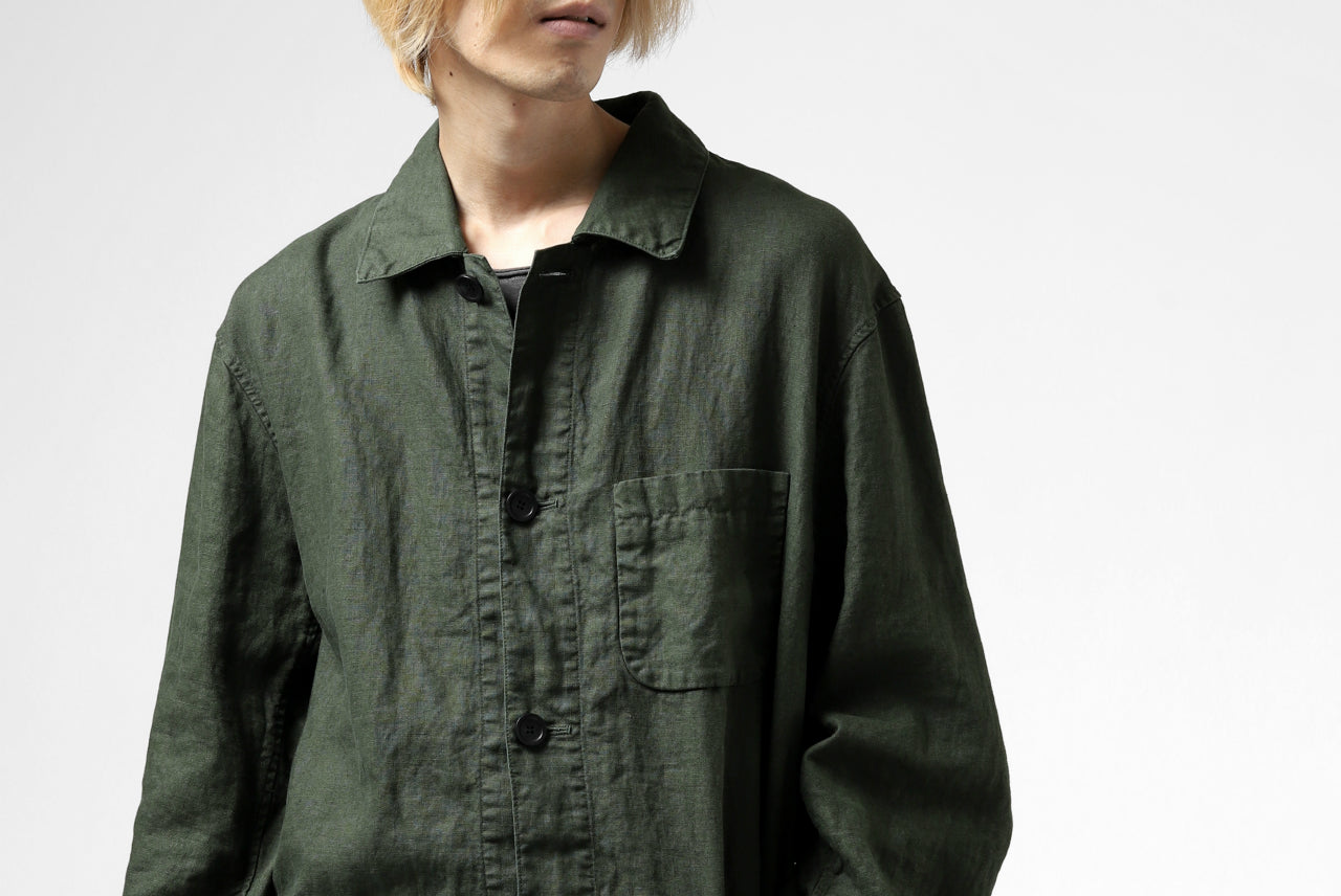 ISAMU KATAYAMA BACKLASH WORK COAT / GARMENT NATURAL DYED LINEN (LEAF)