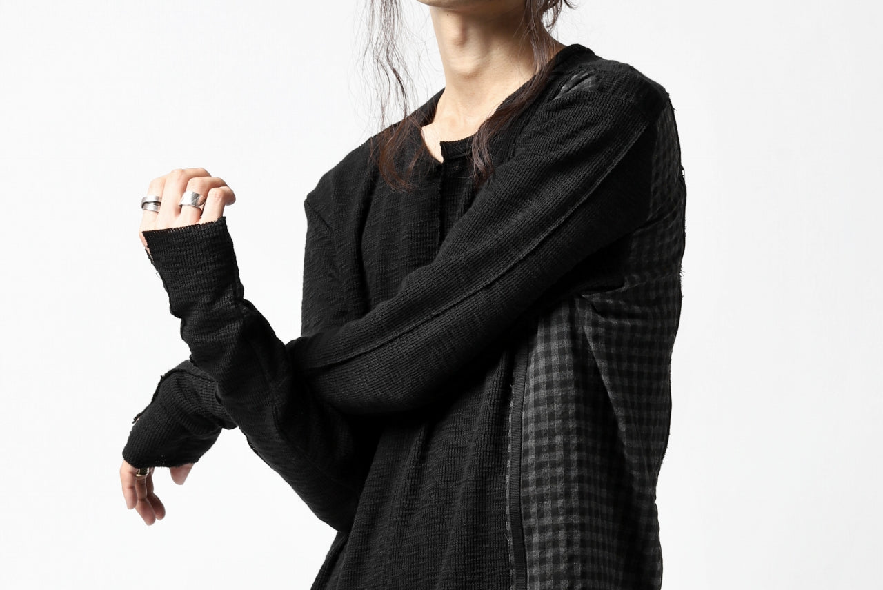 A.F ARTEFACT exclusive MULITI COMBINED PULLOVER (BLACK×CHECK)