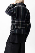 Load image into Gallery viewer, Y&#39;s OVER SIZED W RIDERS JACKET / BRANKET CHECK WOOL (BLACK)