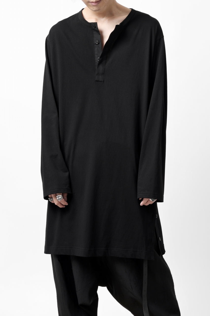 Load image into Gallery viewer, Y&#39;s BANG ON! No.169 HENLEY NECK LONG TOPS / 28G BASIC COTTON JERSEY (BLACK)