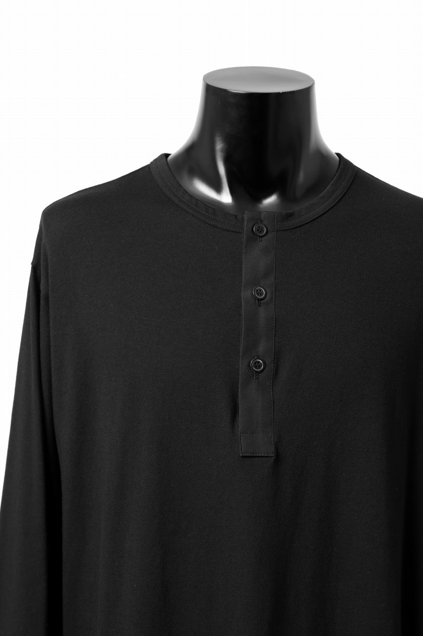 Y's BANG ON! No.169 HENLEY NECK LONG TOPS / COMA 28G JERSEY  (BLACK)