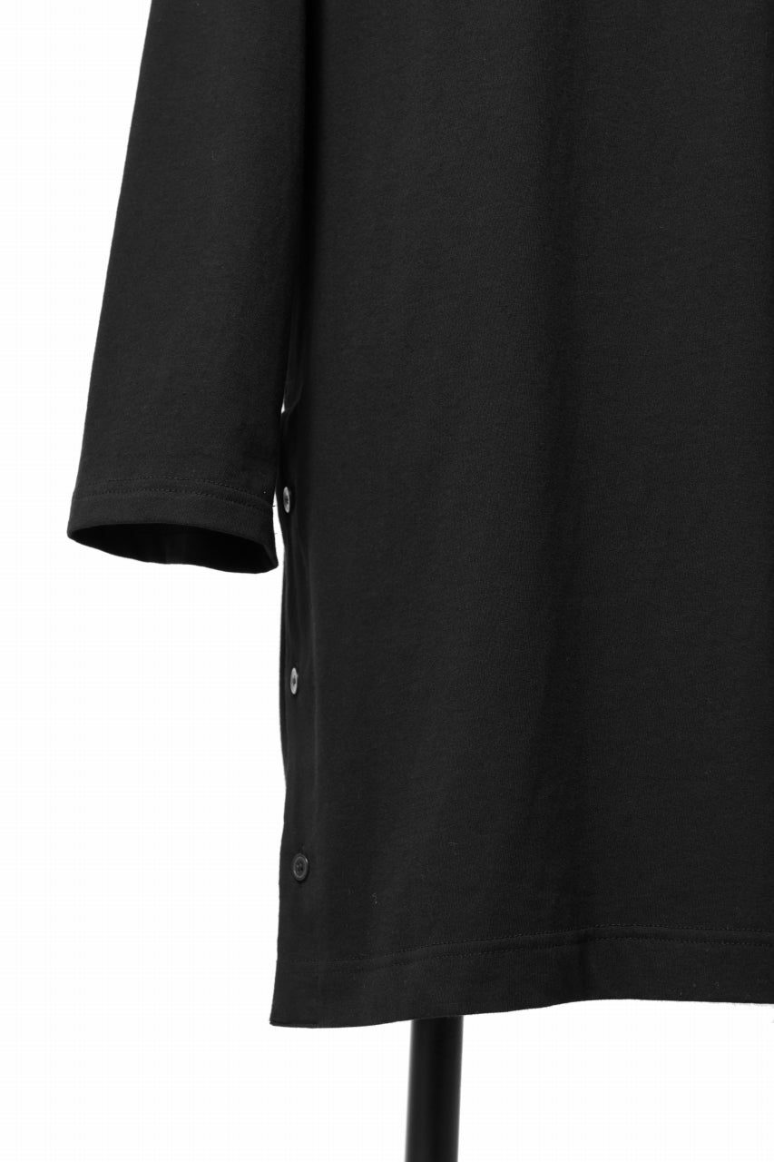 Y's BANG ON! No.169 HENLEY NECK LONG TOPS / COMA 28G JERSEY  (BLACK)