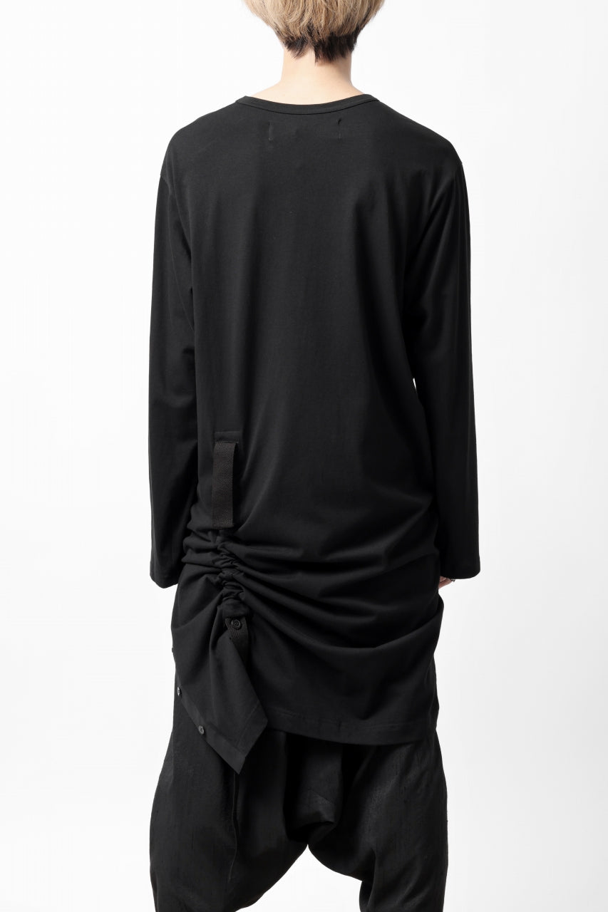 Load image into Gallery viewer, Y&#39;s BANG ON! No.170 TAPE AJUST DRAPE LONG TOPS / 28G BASIC COTTON JERSEY (BLACK)