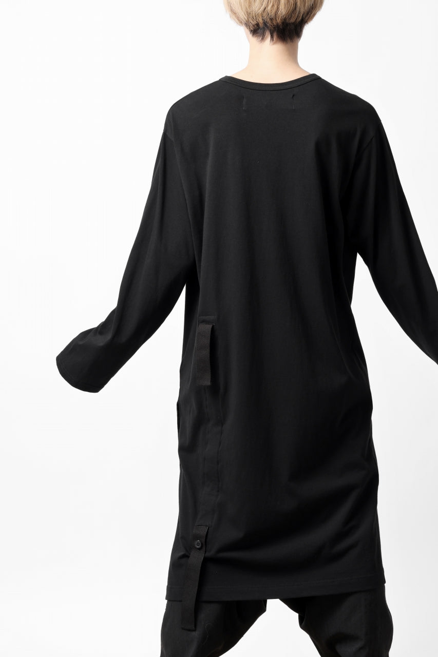 Y's BANG ON! No.170 TAPE AJUST DRAPE LONG TOPS / 28G BASIC COTTON JERSEY (BLACK)