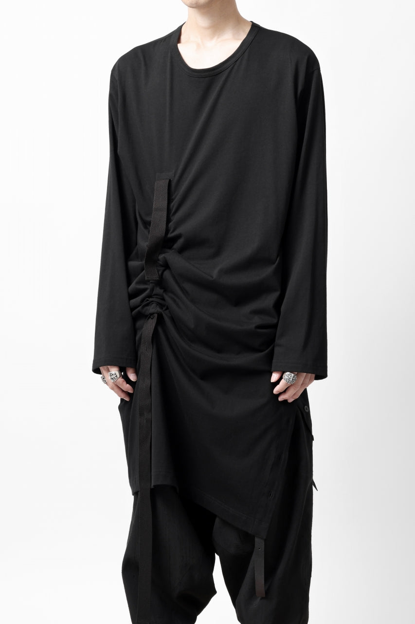 Load image into Gallery viewer, Y&#39;s BANG ON! No.170 TAPE AJUST DRAPE LONG TOPS / 28G BASIC COTTON JERSEY (BLACK)