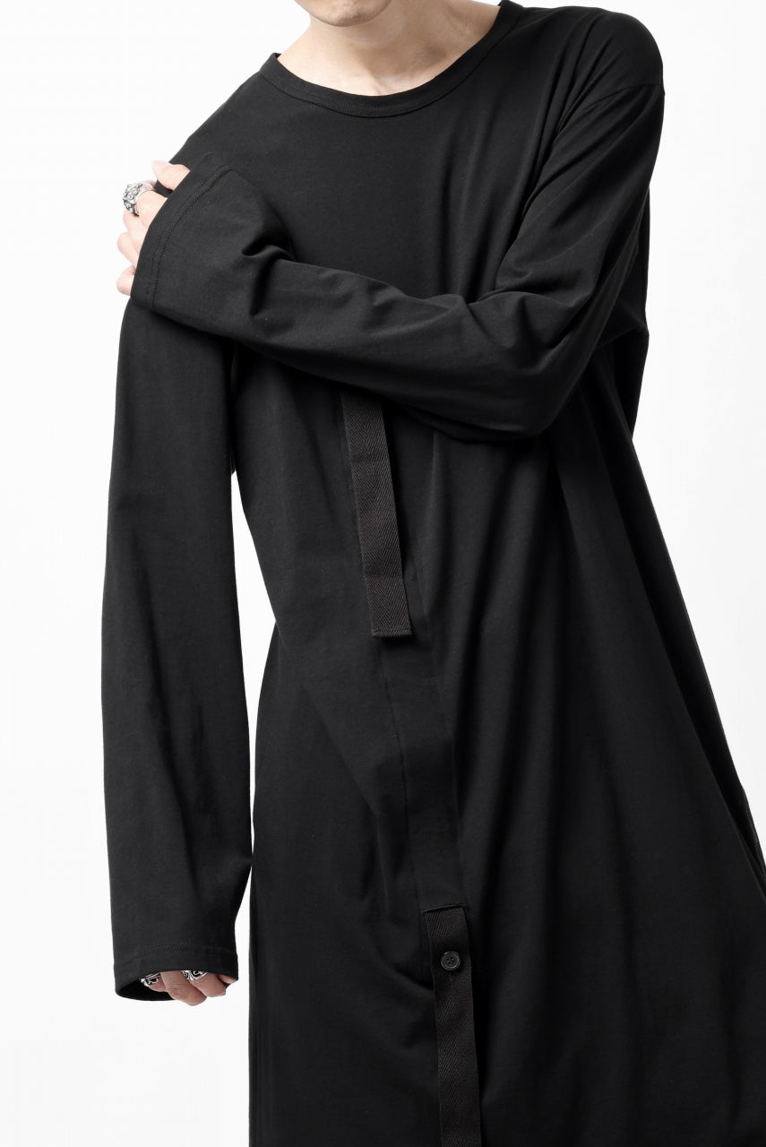 Y's BANG ON! No.170 TAPE AJUST DRAPE LONG TOPS / 28G BASIC COTTON JERSEY (BLACK)