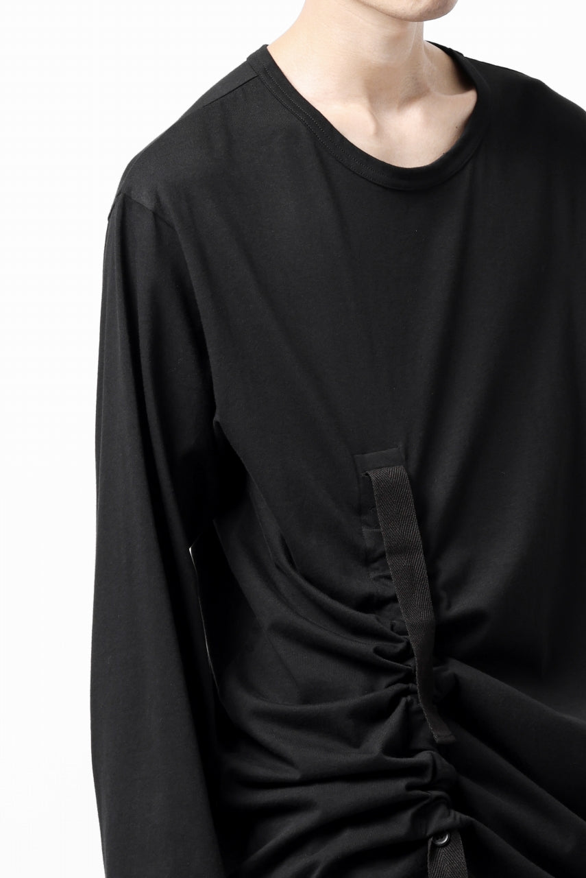 Load image into Gallery viewer, Y&#39;s BANG ON! No.170 TAPE AJUST DRAPE LONG TOPS / 28G BASIC COTTON JERSEY (BLACK)