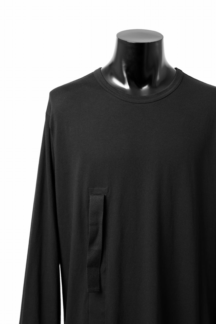 Y's BANG ON! No.170 TAPE AJUST DRAPE LONG TOPS / 28G BASIC COTTON JERSEY (BLACK)