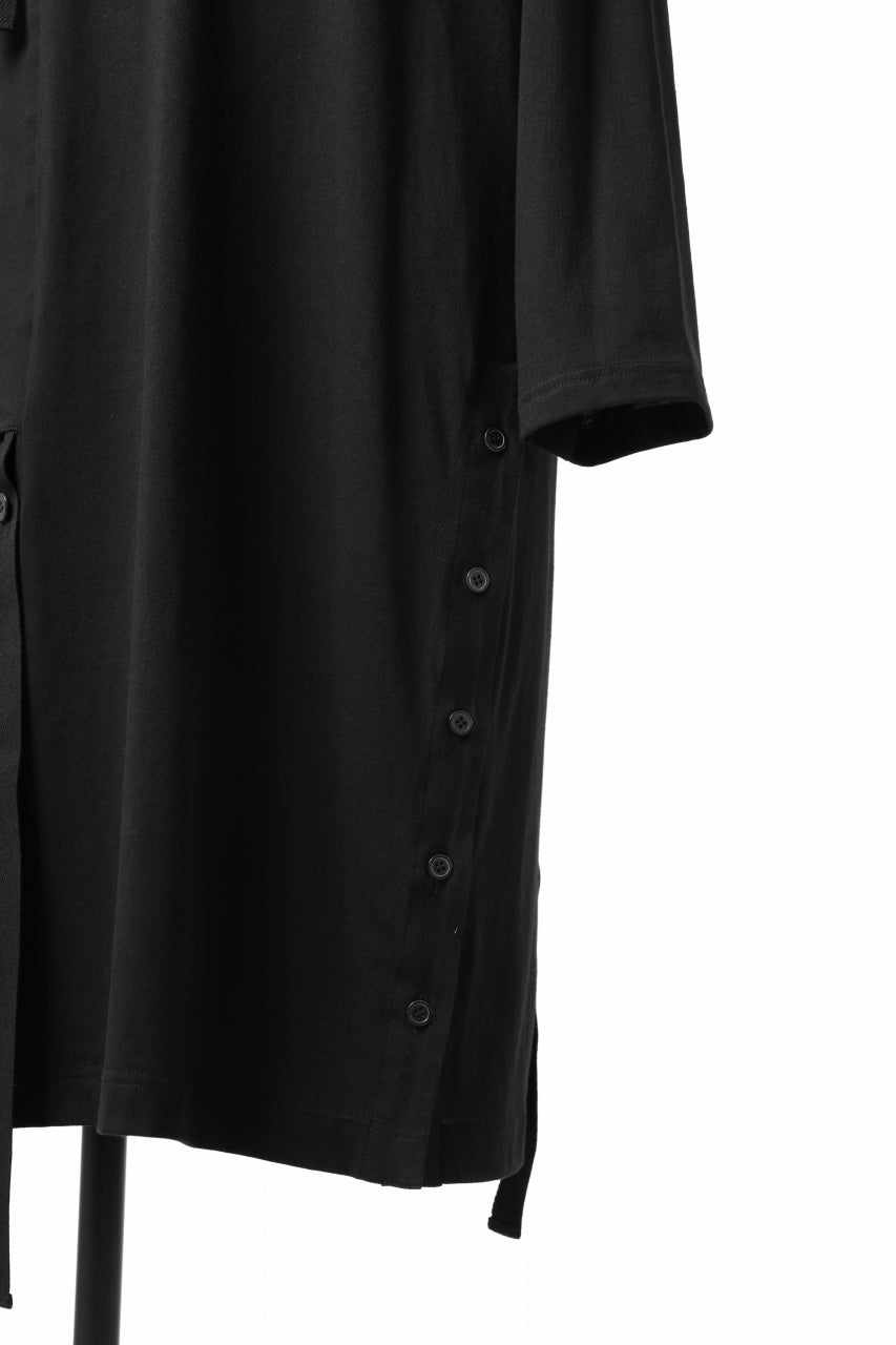 Y's BANG ON! No.170 TAPE AJUST DRAPE LONG TOPS / 28G BASIC COTTON JERSEY (BLACK)