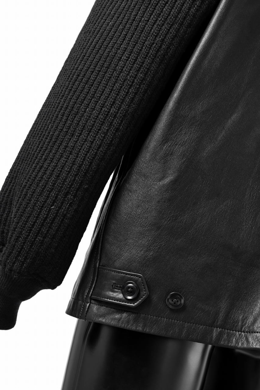 Load image into Gallery viewer, Y&#39;s BANG ON! No.180 COW LEATHER + TWEED BACK TACK BLOUSON (BLACK)