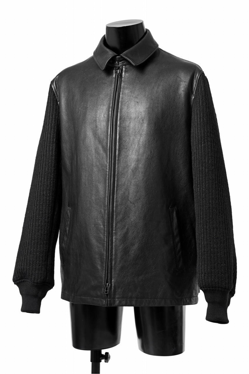 Y's BANG ON! No.180 COW LEATHER + TWEED BACK TACK BLOUSON (BLACK)