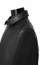 Load image into Gallery viewer, Y&#39;s BANG ON! No.180 COW LEATHER + TWEED BACK TACK BLOUSON (BLACK)