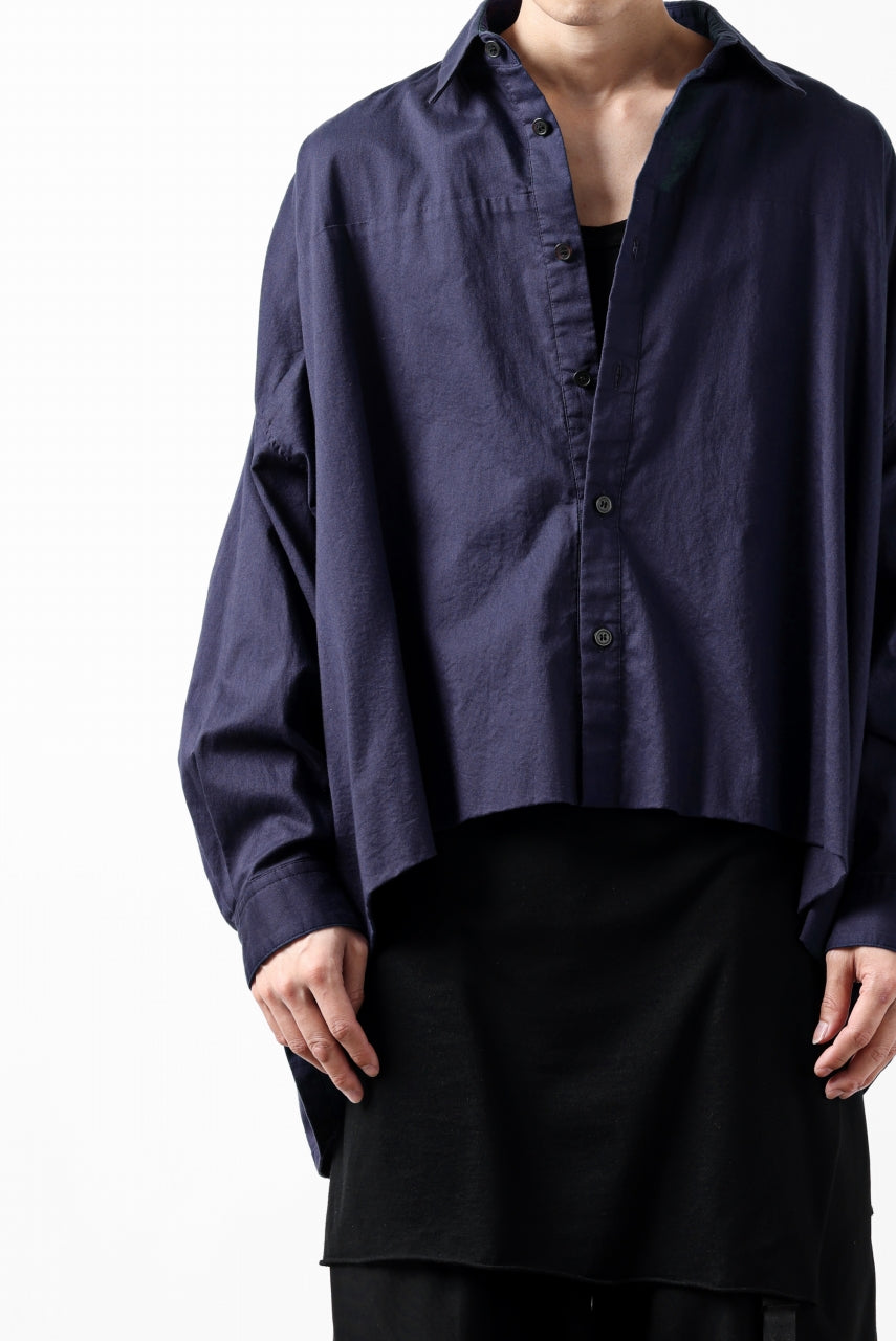 Y's VOLUME SILHOUETTE SHIRT BLOUSE / THIN TWILL (NAVY)