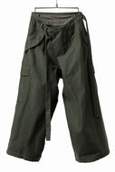 Y's WRAP STYLE UNKLE PANTS with 3D POCKETS / BACK SATIN VULCANIZATION COTTON (KHAKI)