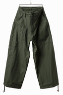 Y's WIDE STRAIGHT PANTS WORKER-DETAIL / BACK SATIN VULCANIZATION COTTON (KHAKI)