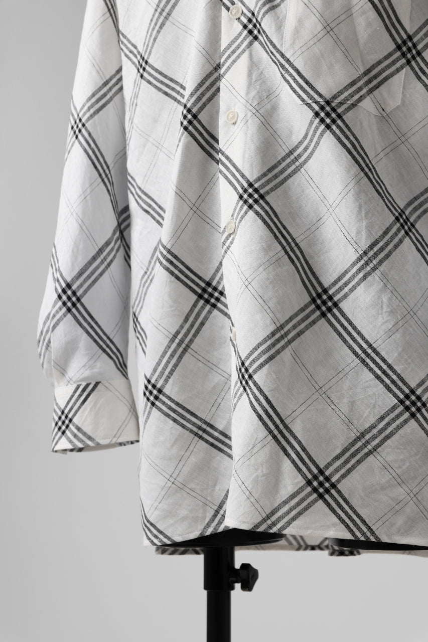 Y's BANG ON! No.143 HOLLOW COLLAR SHIRT / DIAGONAL PLAID (OFF WHITE)