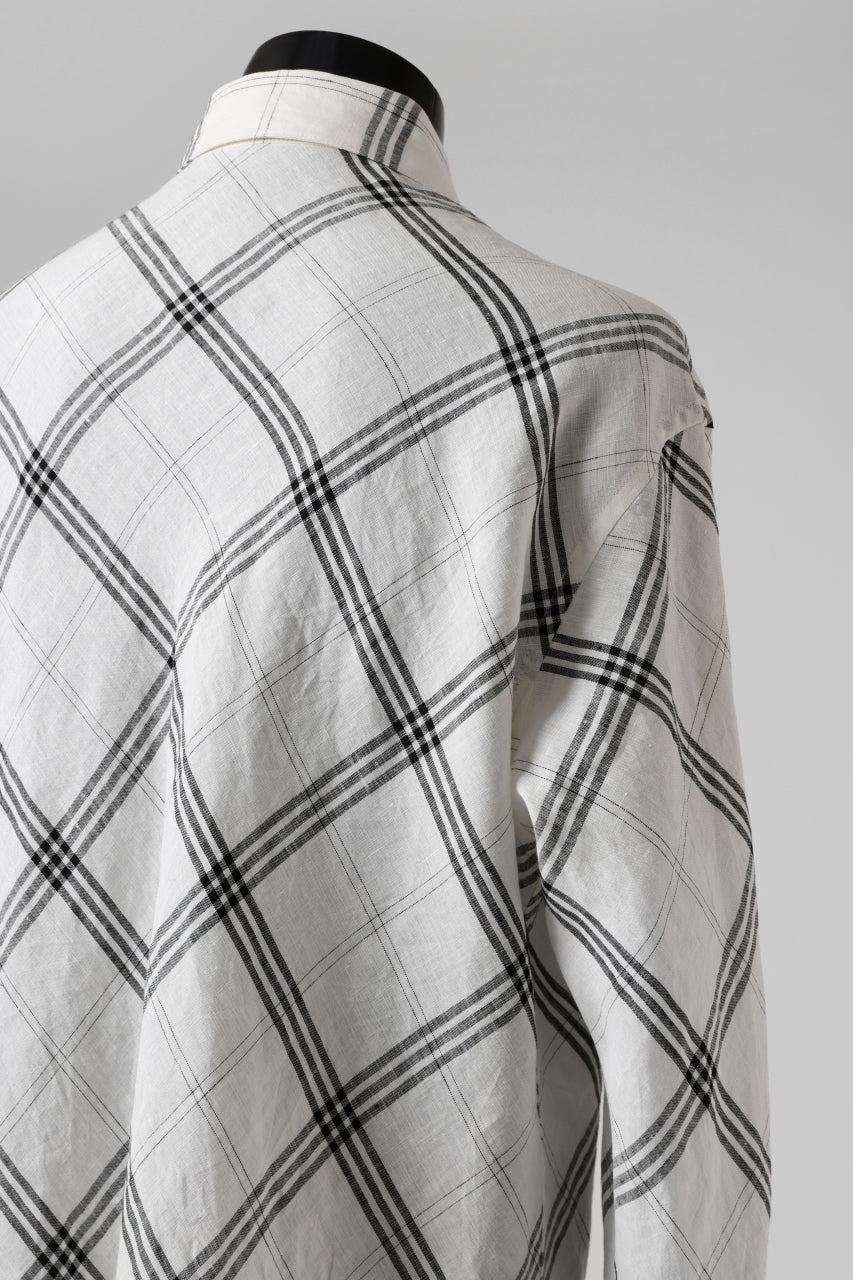 Y's BANG ON! No.143 HOLLOW COLLAR SHIRT / DIAGONAL PLAID (OFF WHITE)