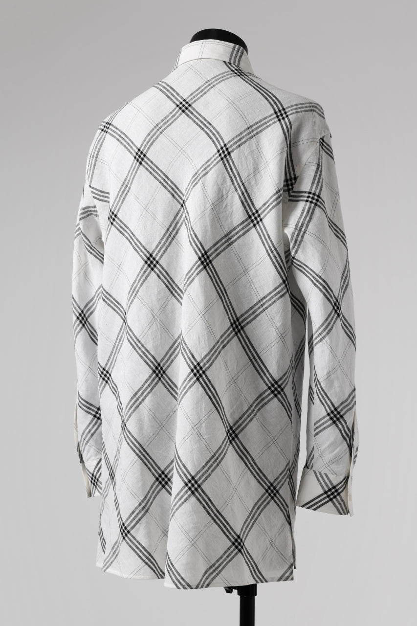 Y's BANG ON! No.143 HOLLOW COLLAR SHIRT / DIAGONAL PLAID (OFF WHITE)