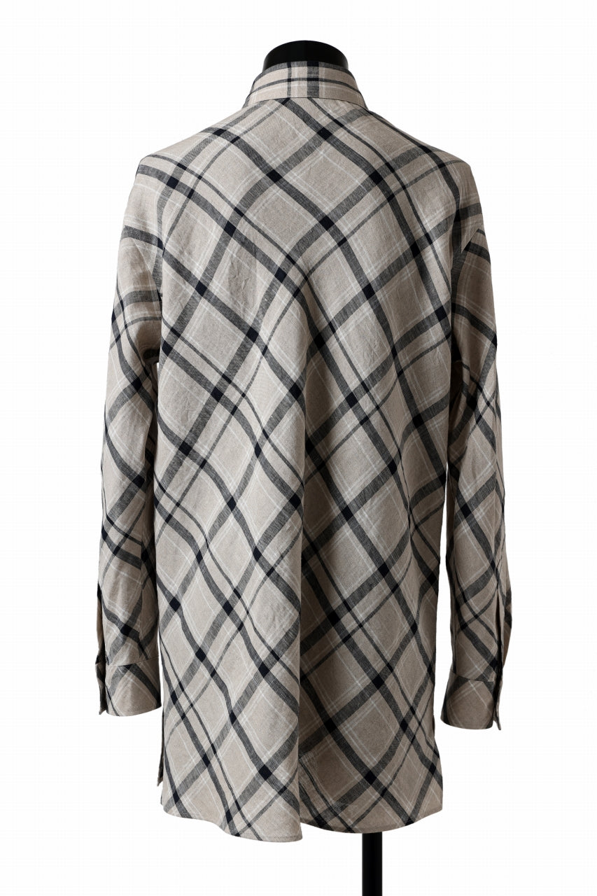 Y's BANG ON! No.144 BIAS CHECK LONG SHIRT (BEIGE)