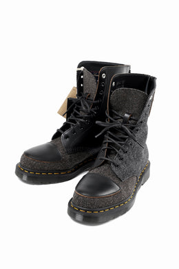 Y's x Dr. martens 10 EYES BACK ZIP BOOTS / MOON FABRIC (BLACK)