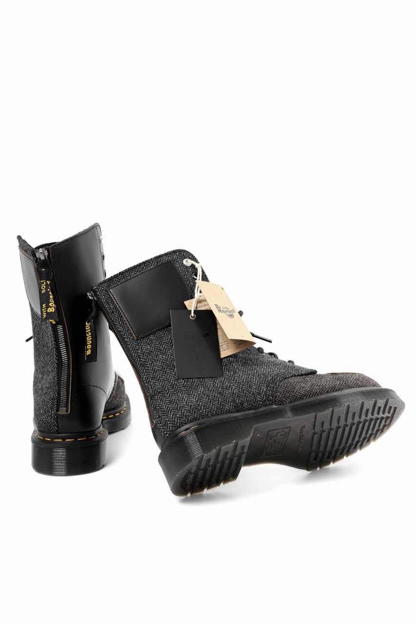 Y's x Dr. Martens 10-EYES BACK ZIP BOOTS / MOON FABRIC (BLACK)