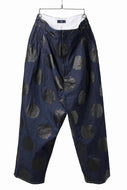 Y's.... HIPHANG SARROUEL WIDE TROUSERS / DOTS-PRINTED DENIM (INDIGO)