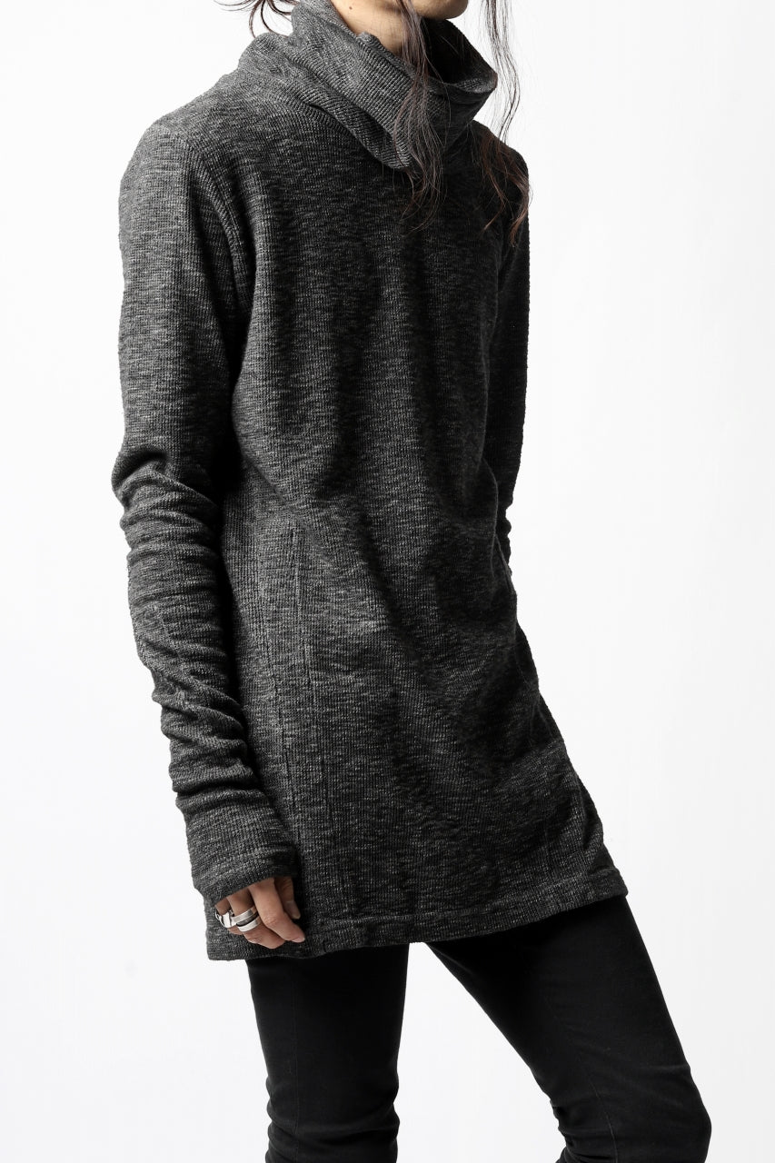 A.F ARTEFACT HIGH NECK WRAP TOPS / COLD DYED SLAB KNIT JERSEY (GREY)