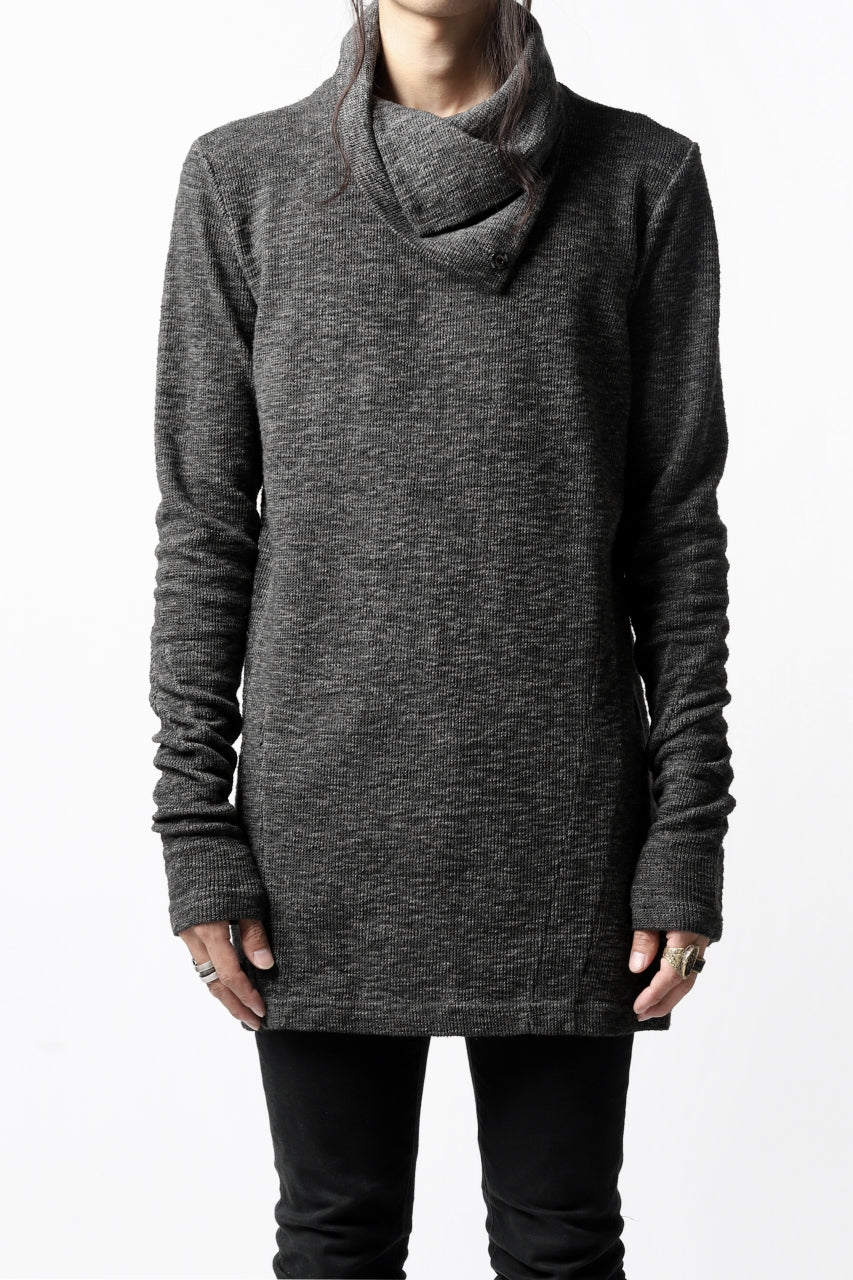 A.F ARTEFACT HIGH NECK WRAP TOPS / COLD DYED SLAB KNIT JERSEY (GREY)