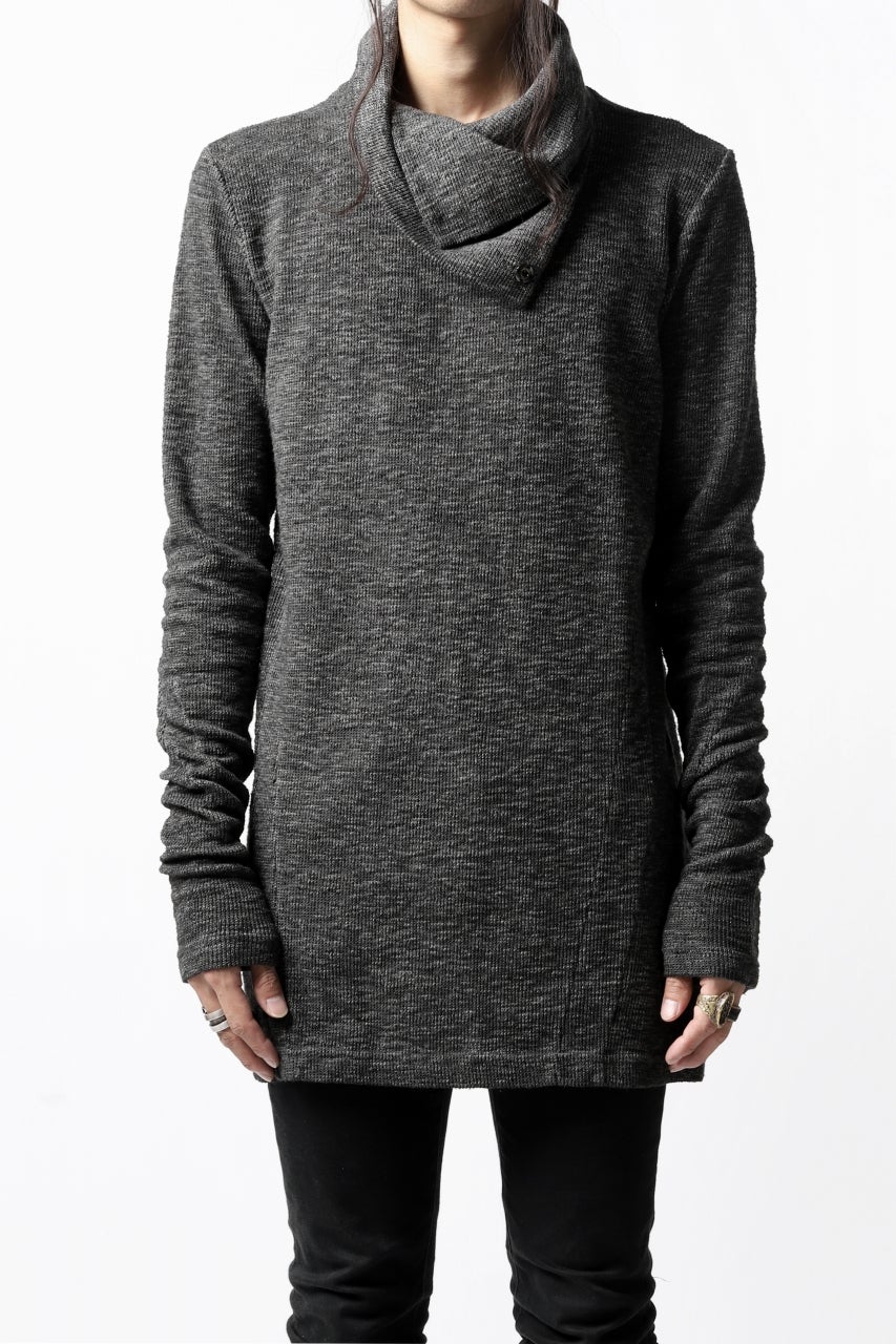 Load image into Gallery viewer, A.F ARTEFACT &quot;Trunk-Show&quot; HIGH NECK WRAP TOPS / COLD DYED SLAB KNIT JERSEY (GREY)