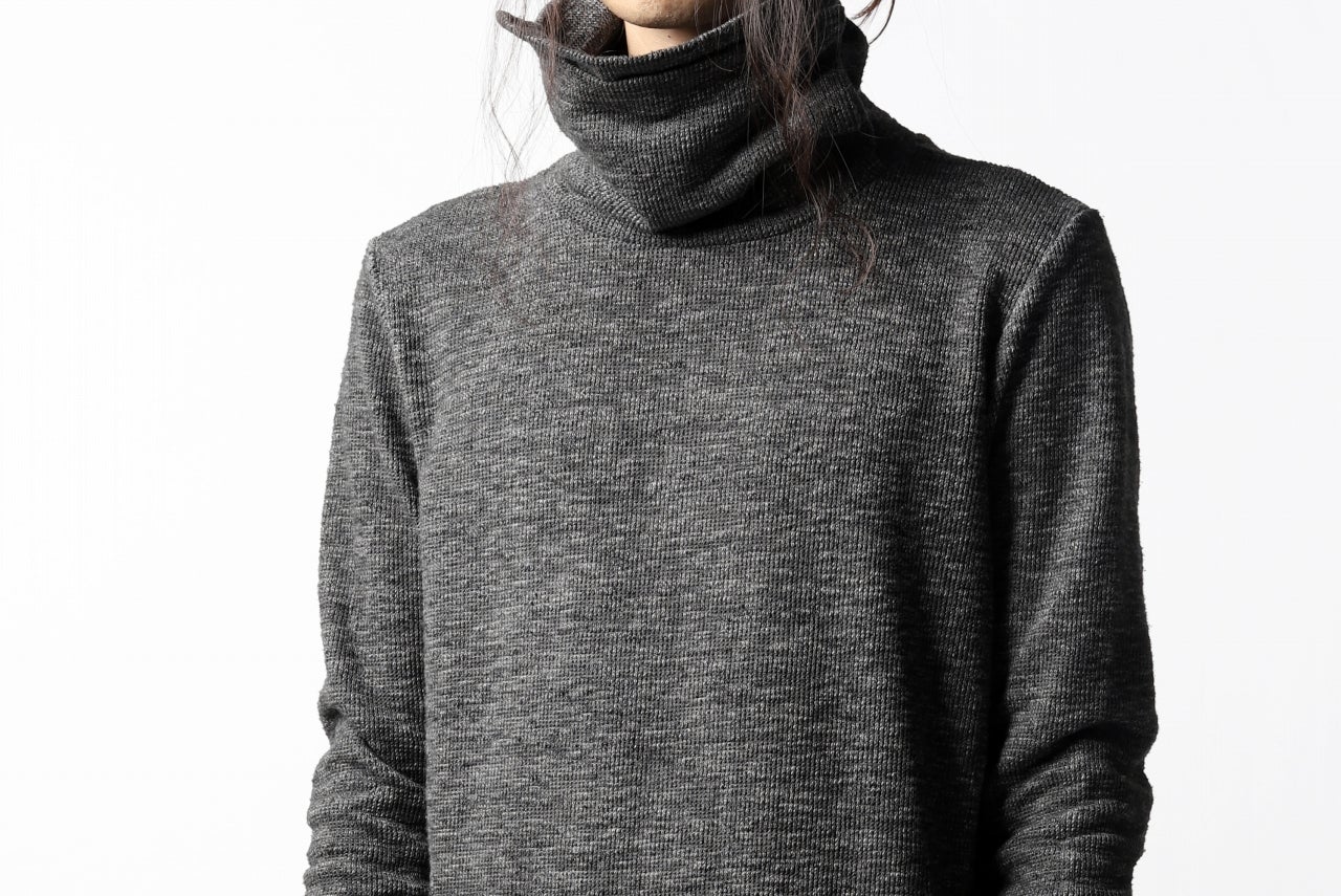A.F ARTEFACT "Trunk-Show" HIGH NECK WRAP TOPS / COLD DYED SLAB KNIT JERSEY (GREY)