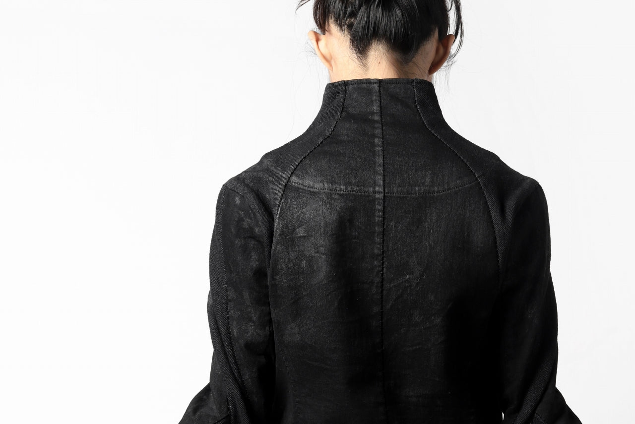 A.F ARTEFACT SHAWL COLLAR JACKET / SWITCH DENIM FABRIC (COATED BLACK)