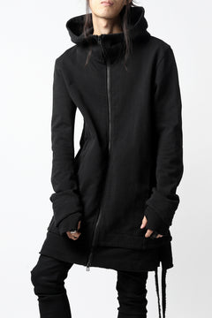 Load image into Gallery viewer, A.F ARTEFACT LAYERED LONG ZIP HOODIE JACKET / SWITCH FABRIC (REACTIVE DYED BLACK)