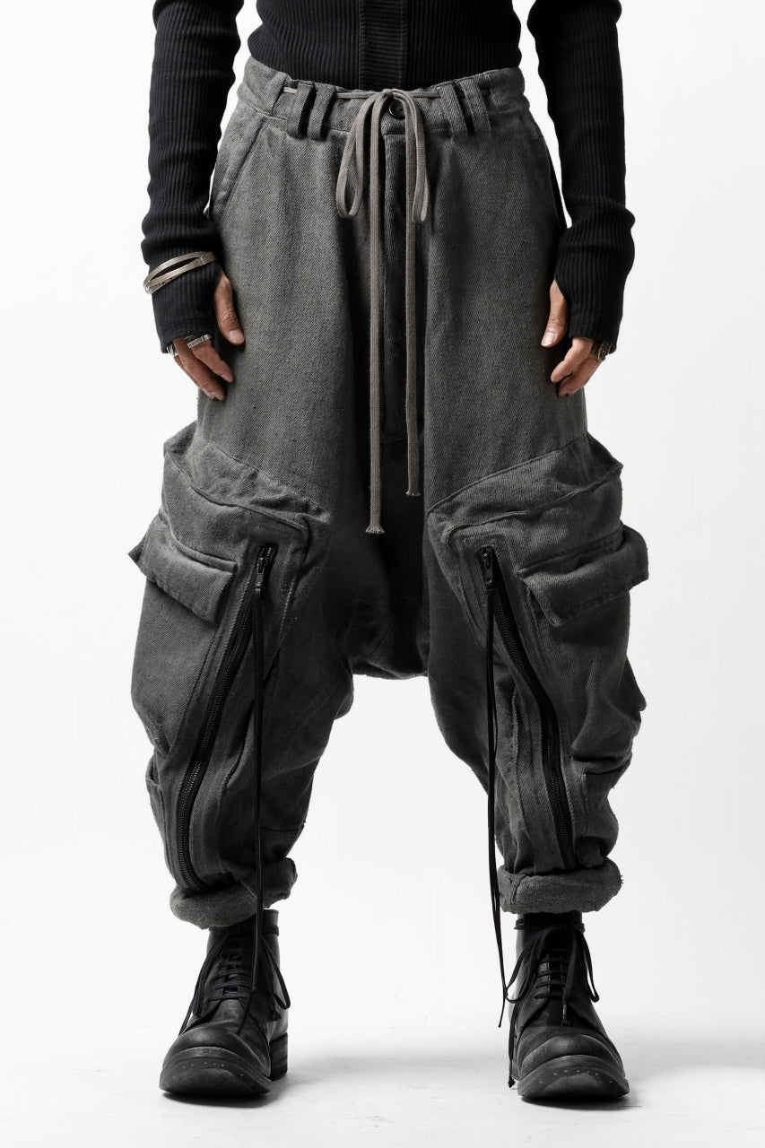 A.F ARTEFACT HEAVY CROTCH CARGO PANTS / LOW COUNT DENIM (DYED GREY)